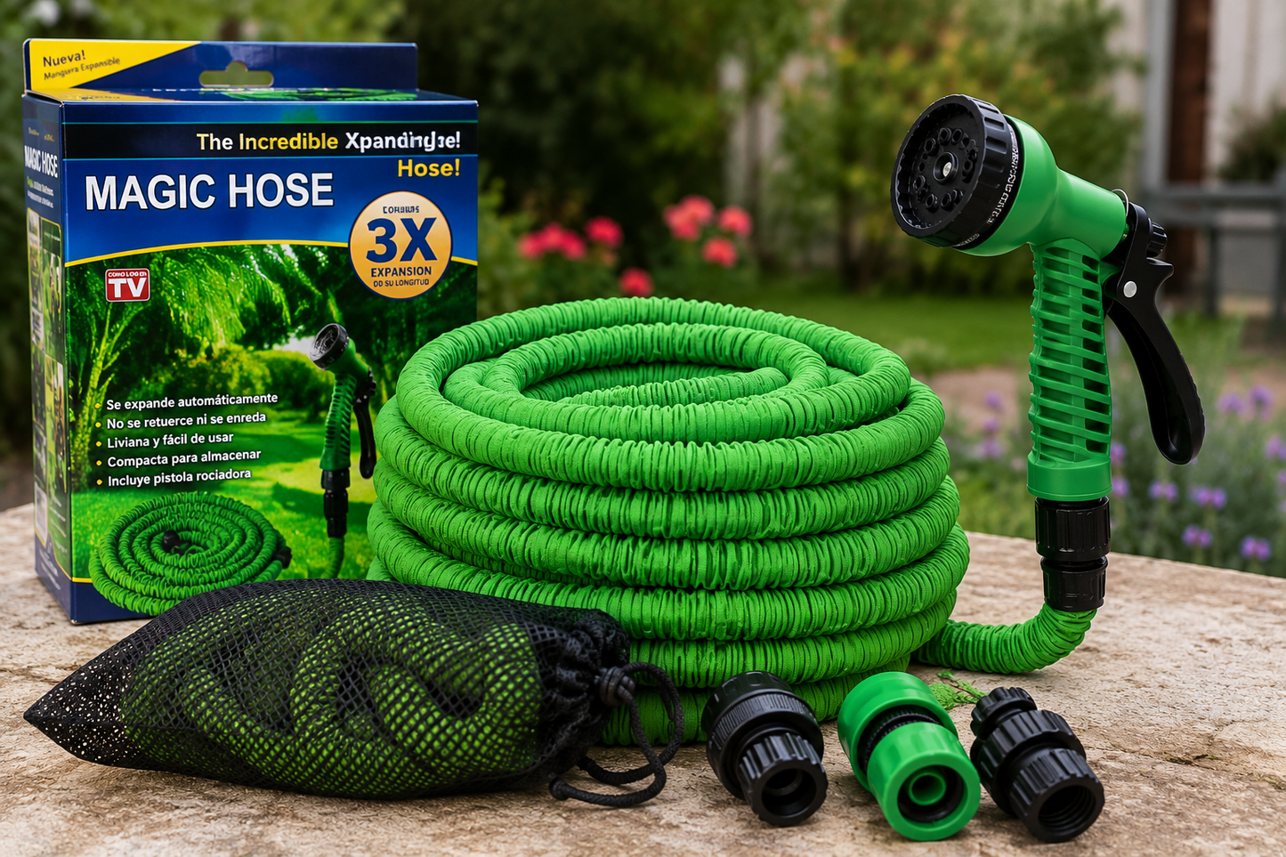 MANGUERA RETRACTIL MAGIC HOSE 15 MTS / 50 PIES (30 UND X CAJA)